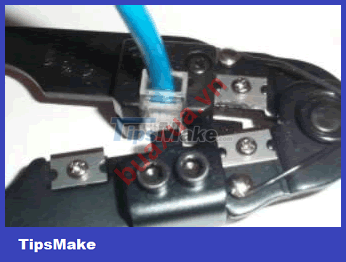 How to press the end of the RJ45 cable to connect to the computer network Picture 6