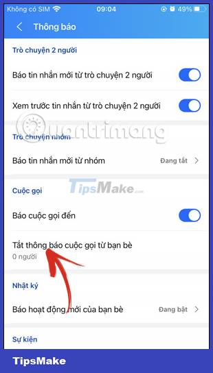 How to turn off call notifications on Zalo Picture 7