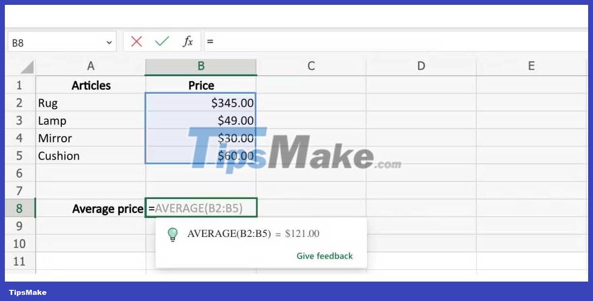 How to use formula suggestions in Excel on the web Picture 7