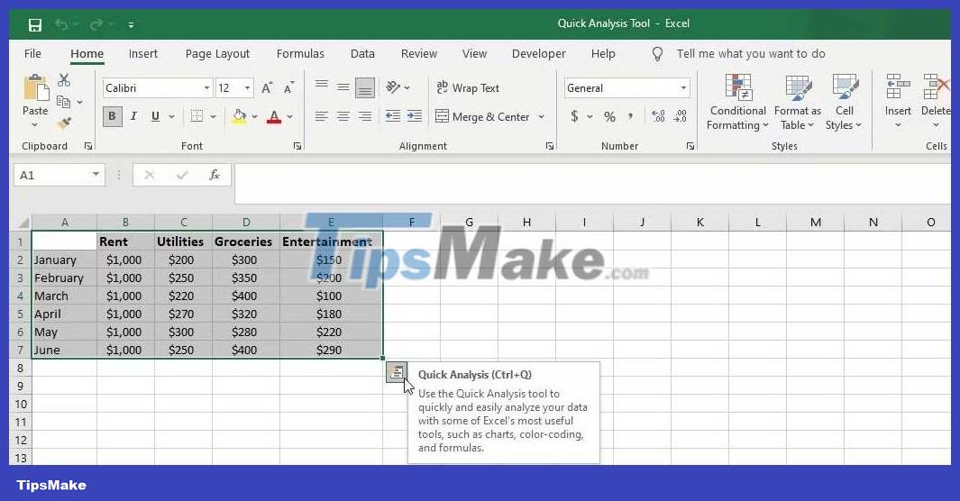 How to use Quick Analysis in Excel - TipsMake.com