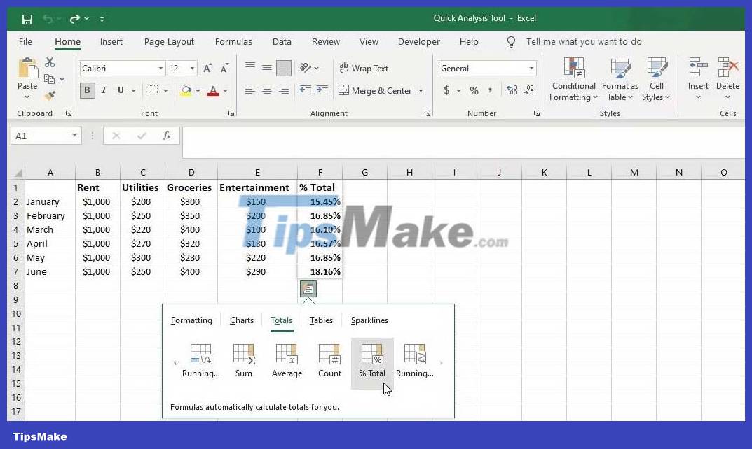 How to use Quick Analysis in Excel Picture 4