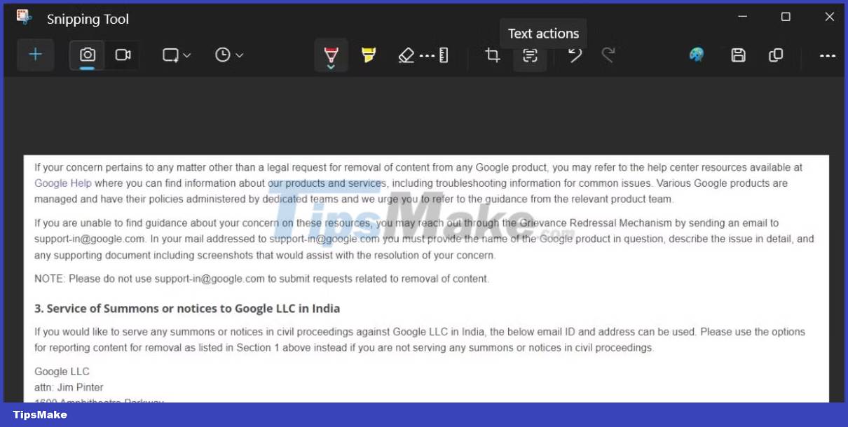 How to use Text Actions in Snipping Tool on Windows 11 Picture 1