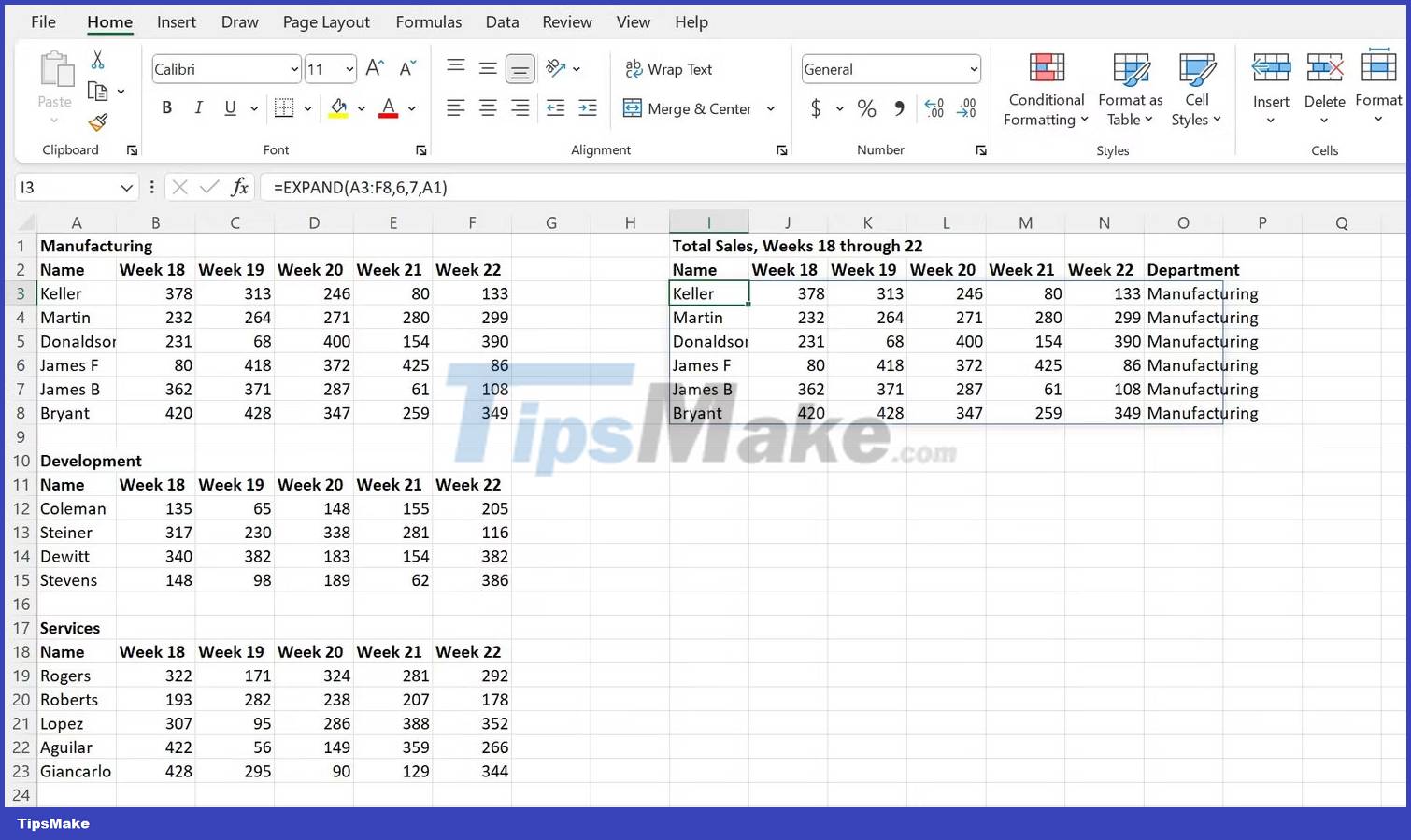 How to use the EXPAND function in Excel Picture 2