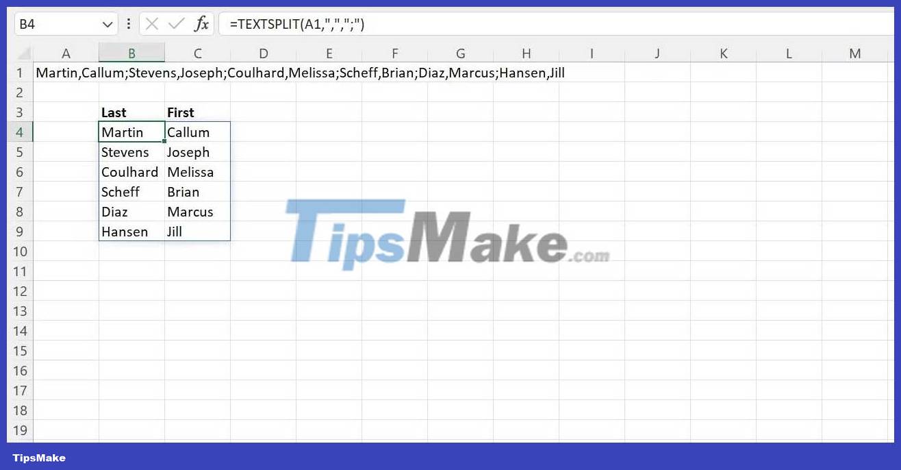 How To Use The Textsplit Function In Microsoft Excel - Tipsmake.com