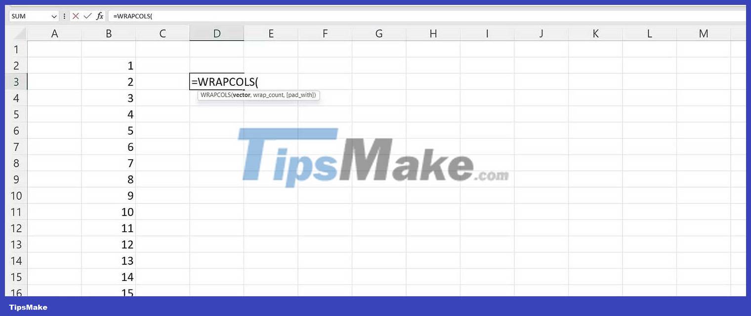 How to use the WRAPCOLS function in Excel Picture 2
