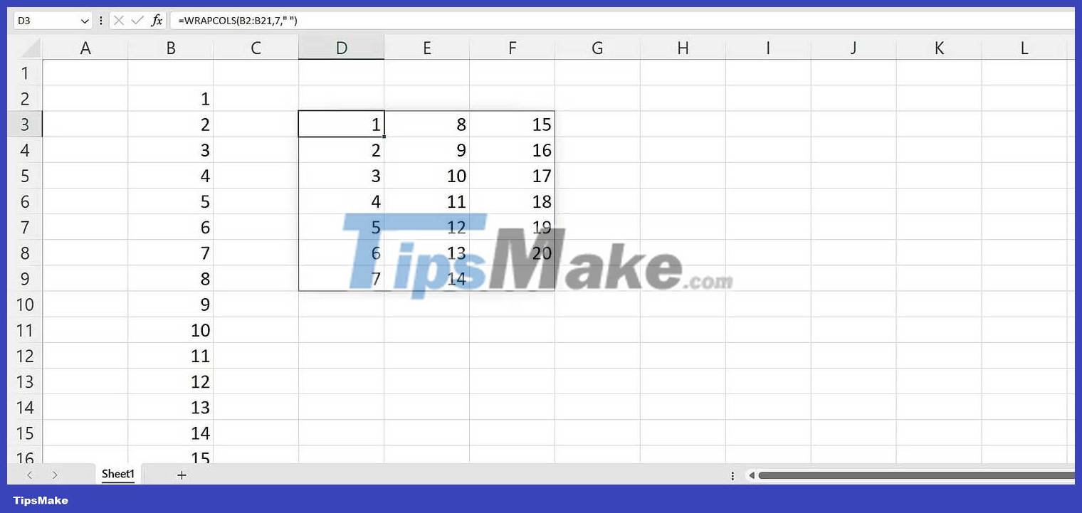 How to use the WRAPCOLS function in Excel Picture 5