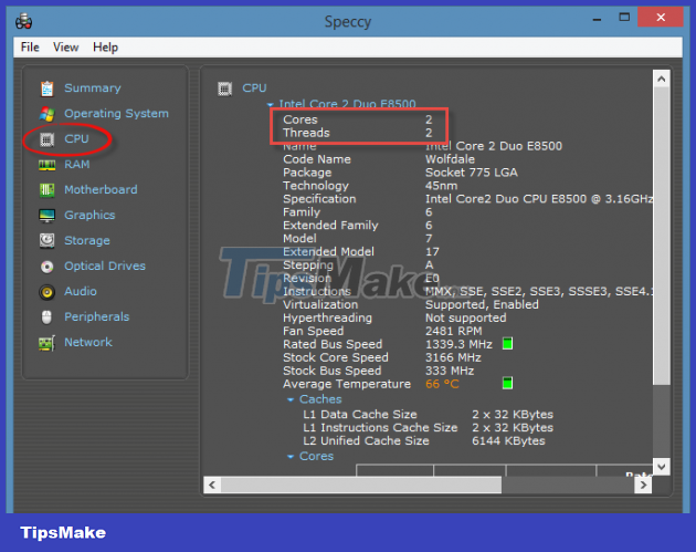 How to view the parameters of computer components using Speccy Picture 2