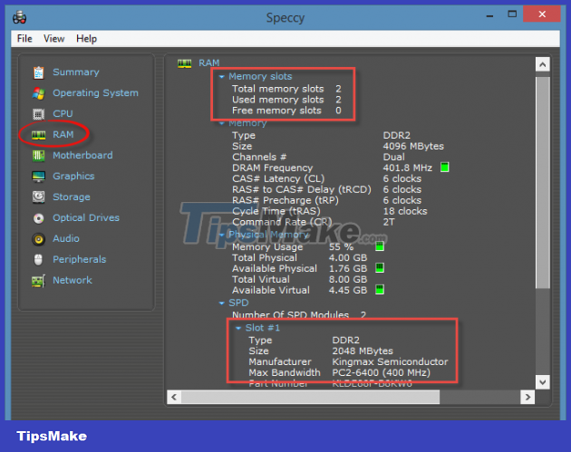 How to view the parameters of computer components using Speccy Picture 3
