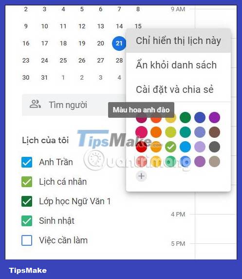 Instructions for adding color to the calendar on Google Calendar Picture 5