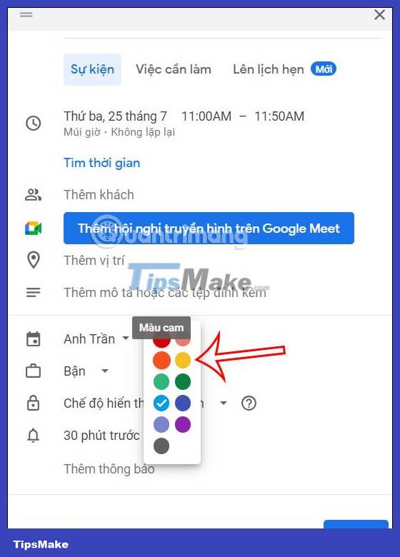 Instructions for adding color to the calendar on Google Calendar Picture 8
