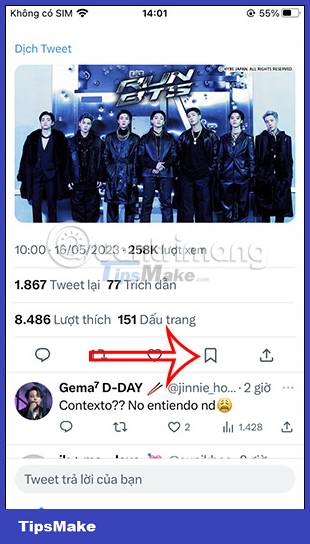 Picture 2 of Instructions for creating bookmarks in Twitter