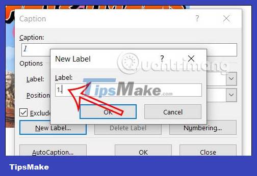 Instructions for inserting captions for photos in Word Picture 5