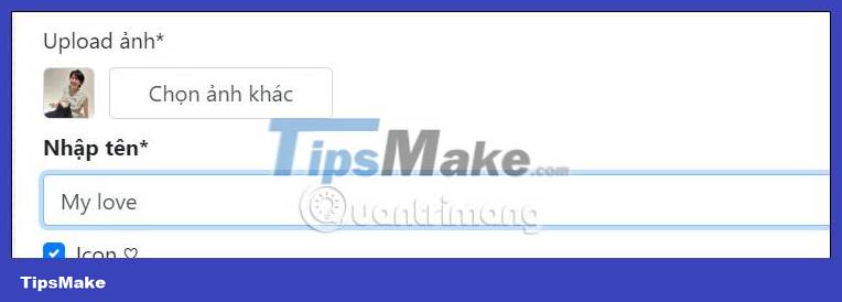 Instructions to create a heart avatar with a name around Picture 3