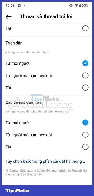 Instructions to turn off notifications on Threads Picture 8