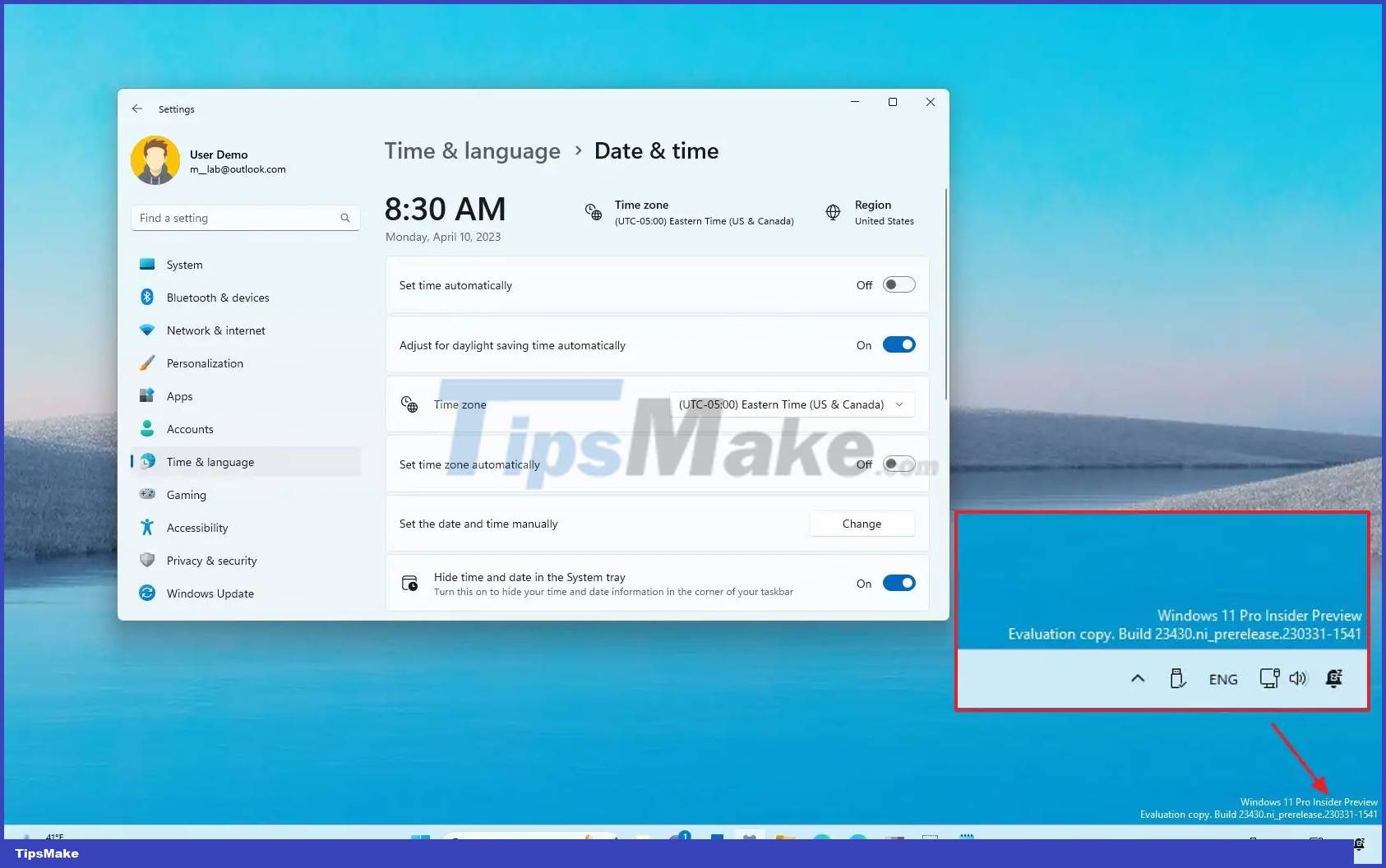 Picture 1 of Microsoft is about to allow users to hide date and time information on the Windows 11 taskbar