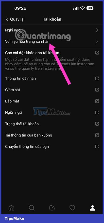 What happens if you disable the Threads account? Picture 4