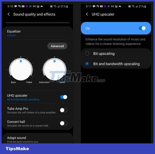 What role does UHQ Upscaler play on Samsung devices?