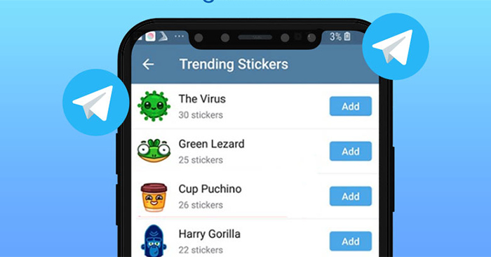 Instructions to download stickers on Telegram
