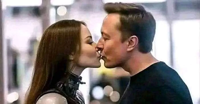 The Truth Behind The Shocking Photo Of Billionaire Elon Musk Kissing A Robot 0859