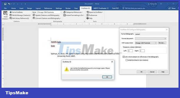 Endnote error does not appear in Word, quick fix Picture 1