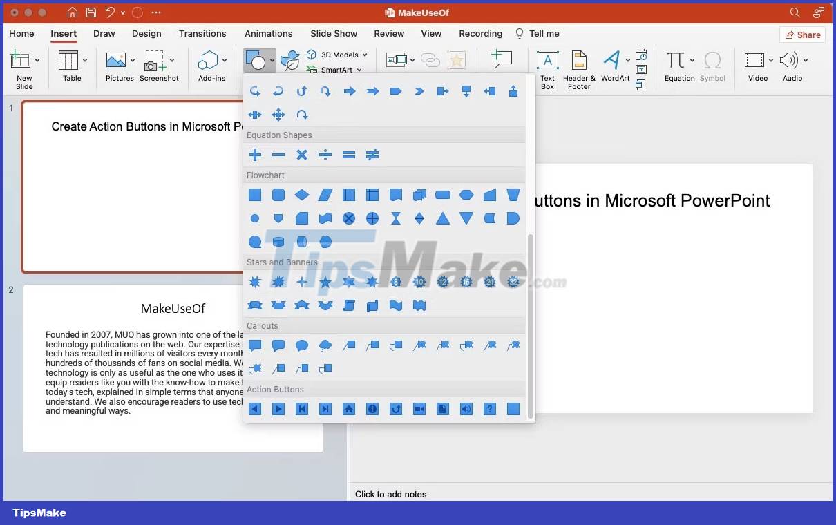 How to create action buttons in Microsoft PowerPoint