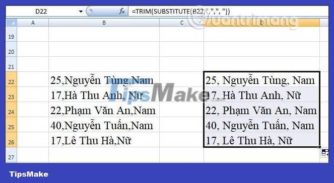 How to create space after comma in Excel Picture 2