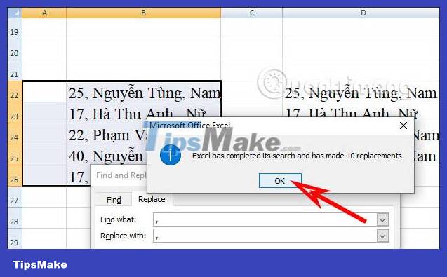 How to create space after comma in Excel - TipsMake.com