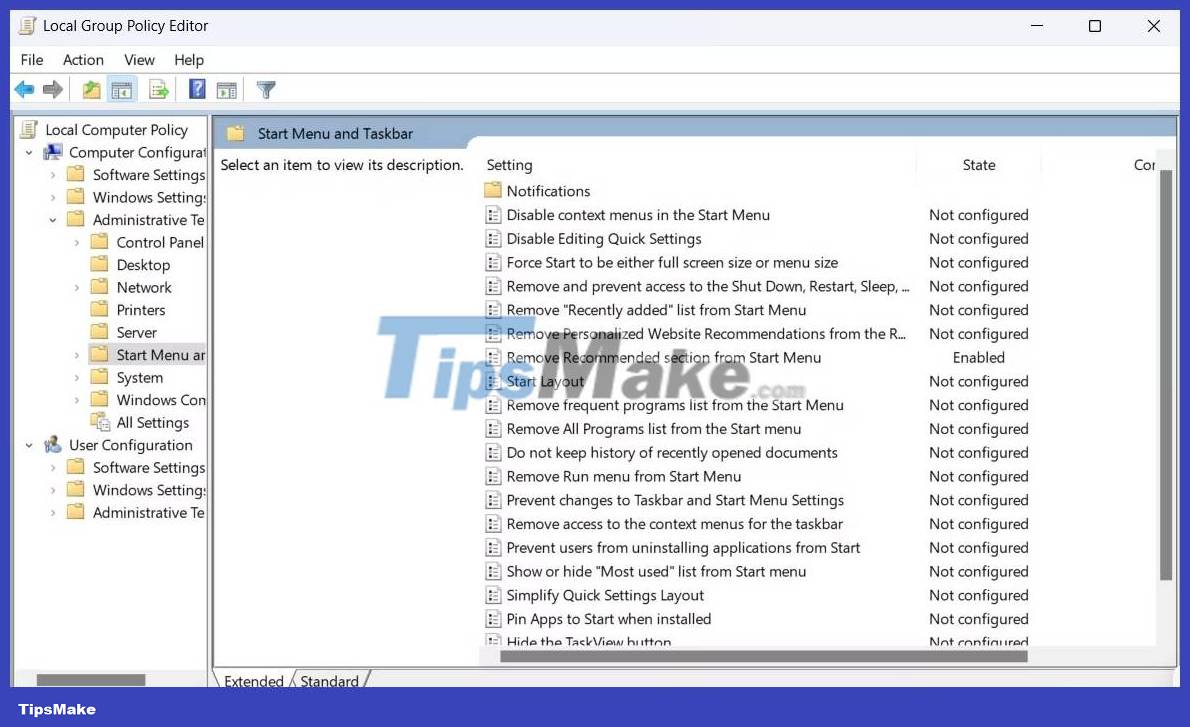 How to remove the Recommended section of the Start menu in Windows 11