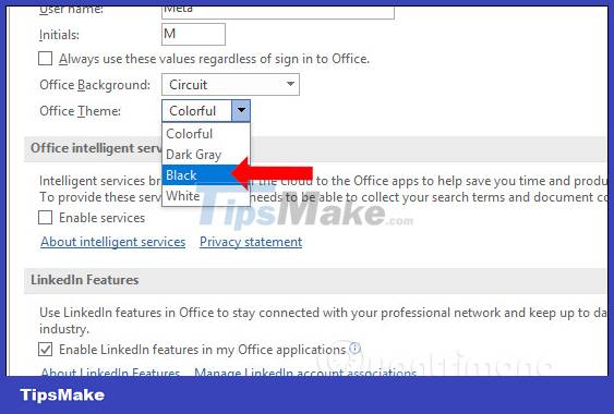 images 3 of How to turn on dark color mode on Office 2019 - Dark black background interface