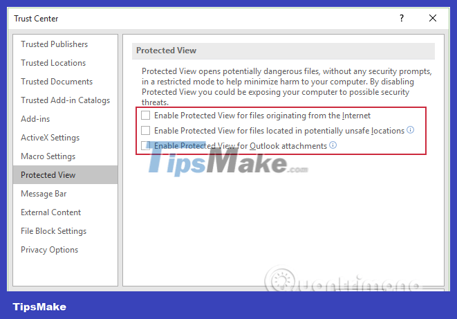 How to turn on/off the Protected View feature on Microsoft Office Picture 6