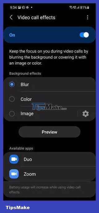 How to use video calling effects on Samsung Picture 3