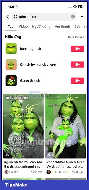 Instructions for downloading the Grinch filter on TikTok Picture 3