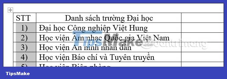 Instructions for numbering in Word tables Picture 4