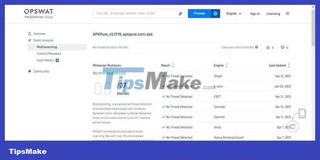 Instructions for scanning APK files for viruses to ensure safety before installation Picture 1