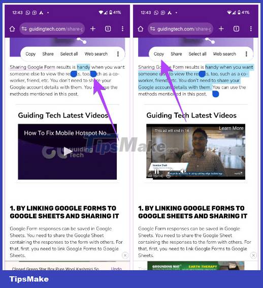 4 easy ways to copy and paste text on Android - TipsMake.com