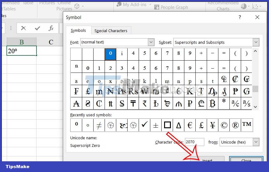 4 ways to insert the Celsius symbol in Excel on all versions Picture 3