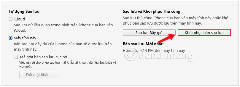 Backup iPhone, restore iPhone data with iTunes Picture 4