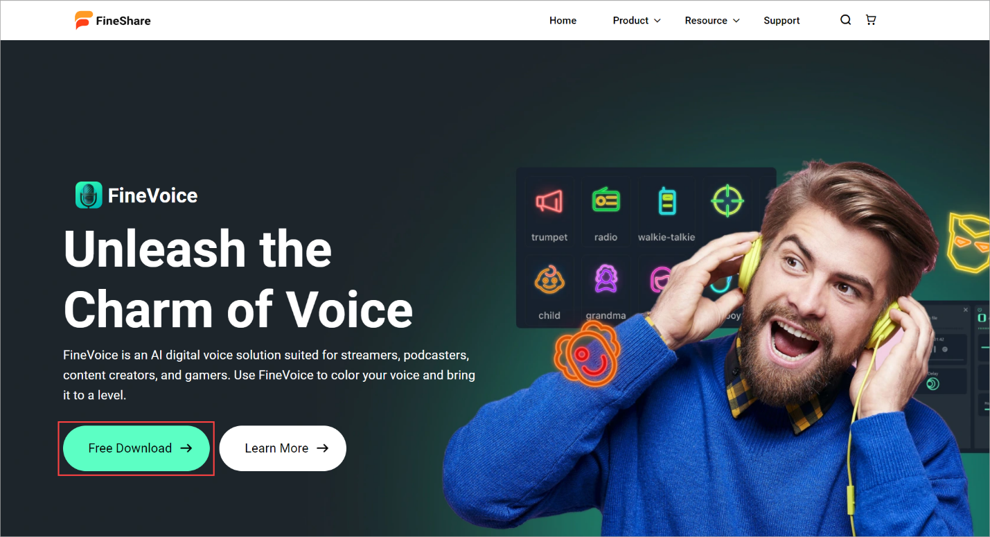FineShare FineVoice, Change voice, improve voice on computer Picture 4