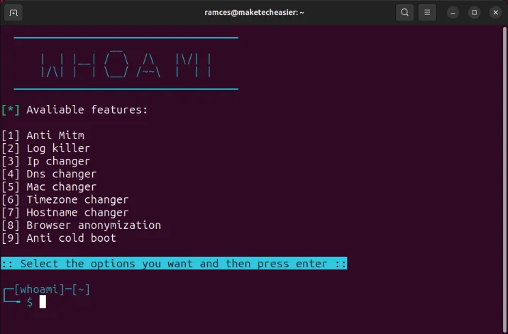 How to anonymize your Linux system with Whoami Picture 1