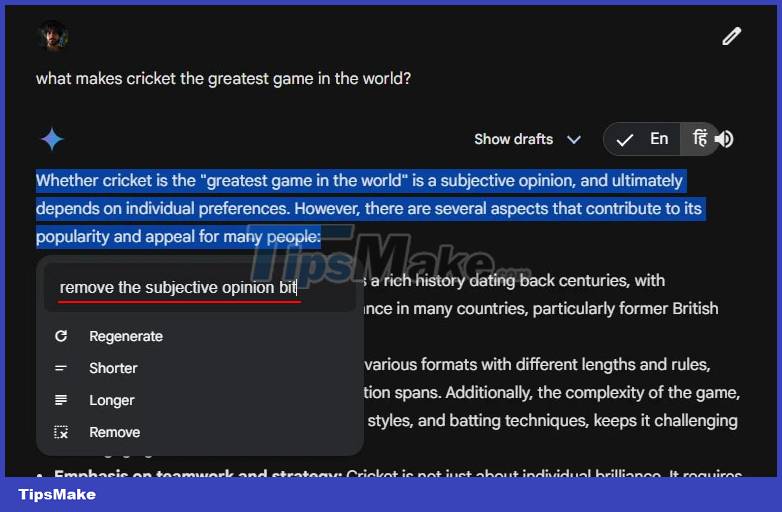 How to edit responses on Gemini Picture 4