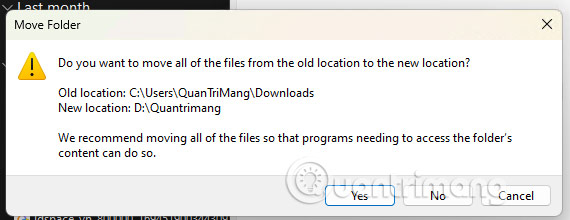 How to move the Download folder to another drive on Windows 11 Picture 5