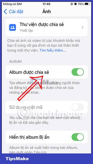 How to turn off album sharing on iPhone Picture 2