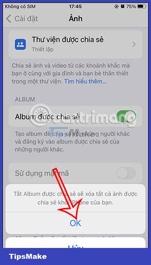 How to turn off album sharing on iPhone Picture 3