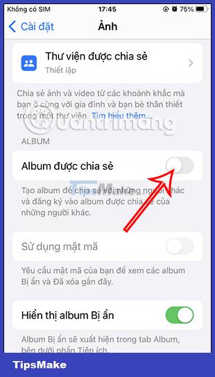How to turn off album sharing on iPhone Picture 4