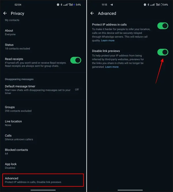 How to turn off link preview in WhatsApp Picture 2