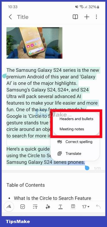 How to use Note Assist on Galaxy S24 Picture 7
