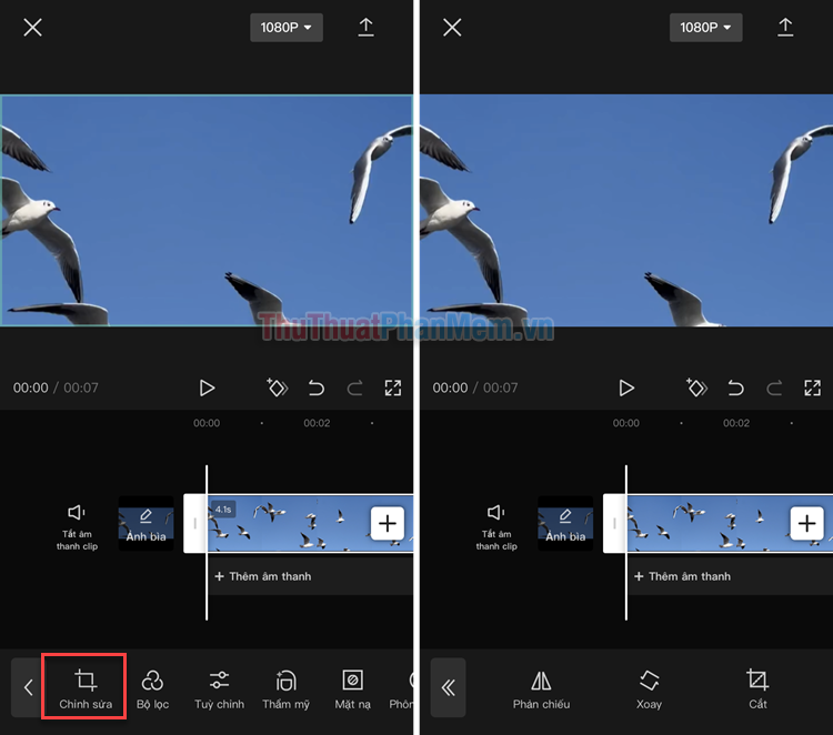 Instructions for cutting, flipping, and rotating videos using CapCut Picture 12