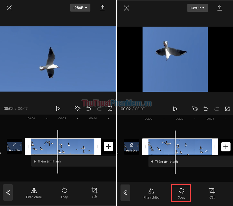 Instructions for cutting, flipping, and rotating videos using CapCut Picture 14