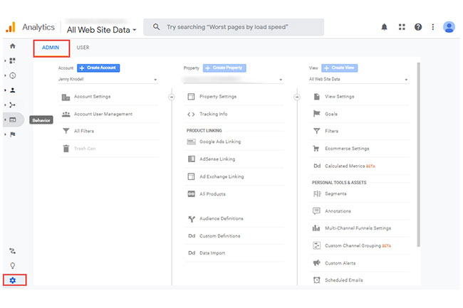 Instructions for finding Google Analytics Tracking Code Picture 2