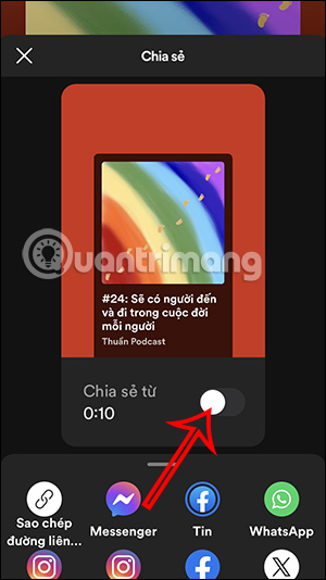 Instructions for sharing Spotify podcasts by playtime Picture 5